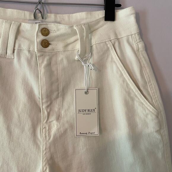 NWT Judy Blue Women's size 30 Wide Leg White Jeans High Rise Minimalist Stretchy - Picture 3 of 12